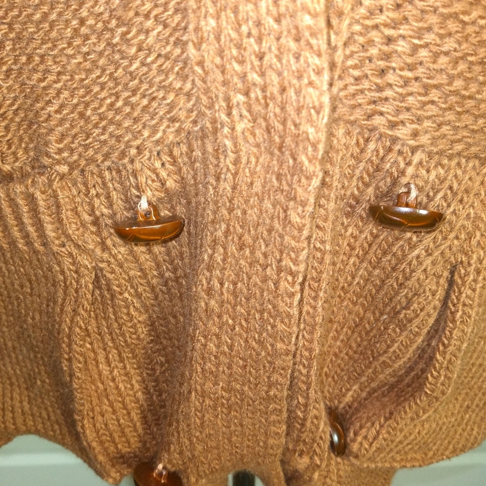 STYLEWE Women's Brown Knit Sweater with Turn Down Faux Fur Collar- Size S - Picture 7 of 11